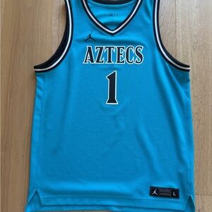 Jordan Aztecs #1 Turquoise/Black Basketball Jersey